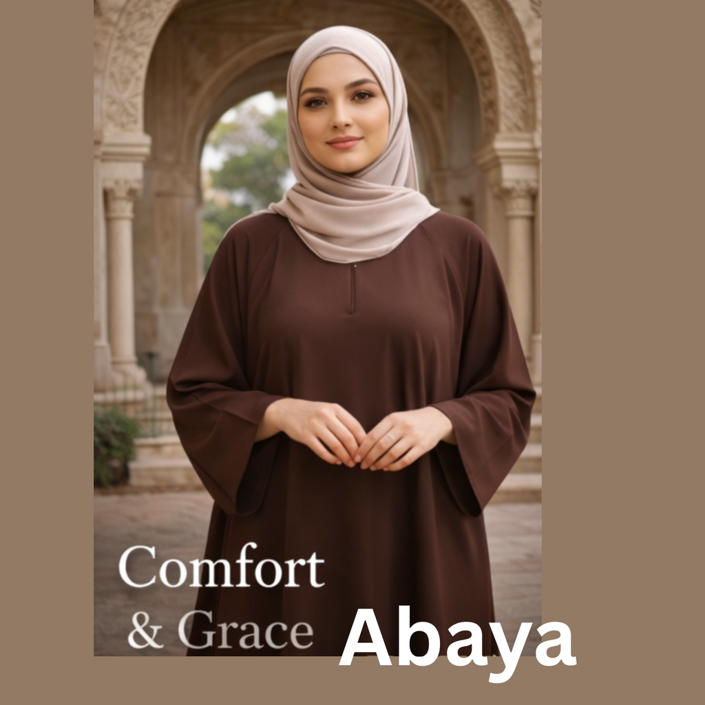 Elegant Brown Modest Abaya | Flowing Everyday Abaya Dress | Minimal Classic Islamic Wear