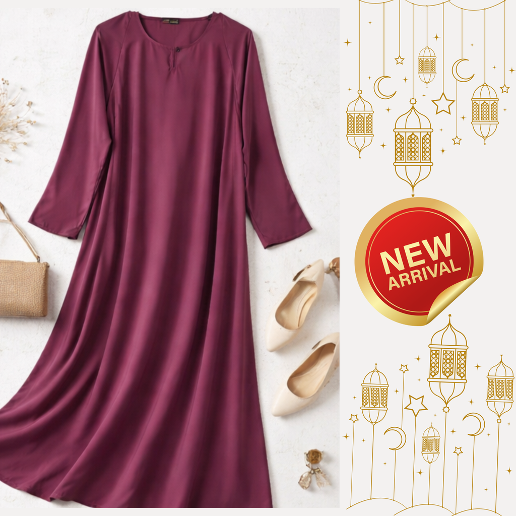 Elegant Plum Silk Abaya for Women | Modest Maxi style abaya | Everyday & Islamic  Occasion Wear