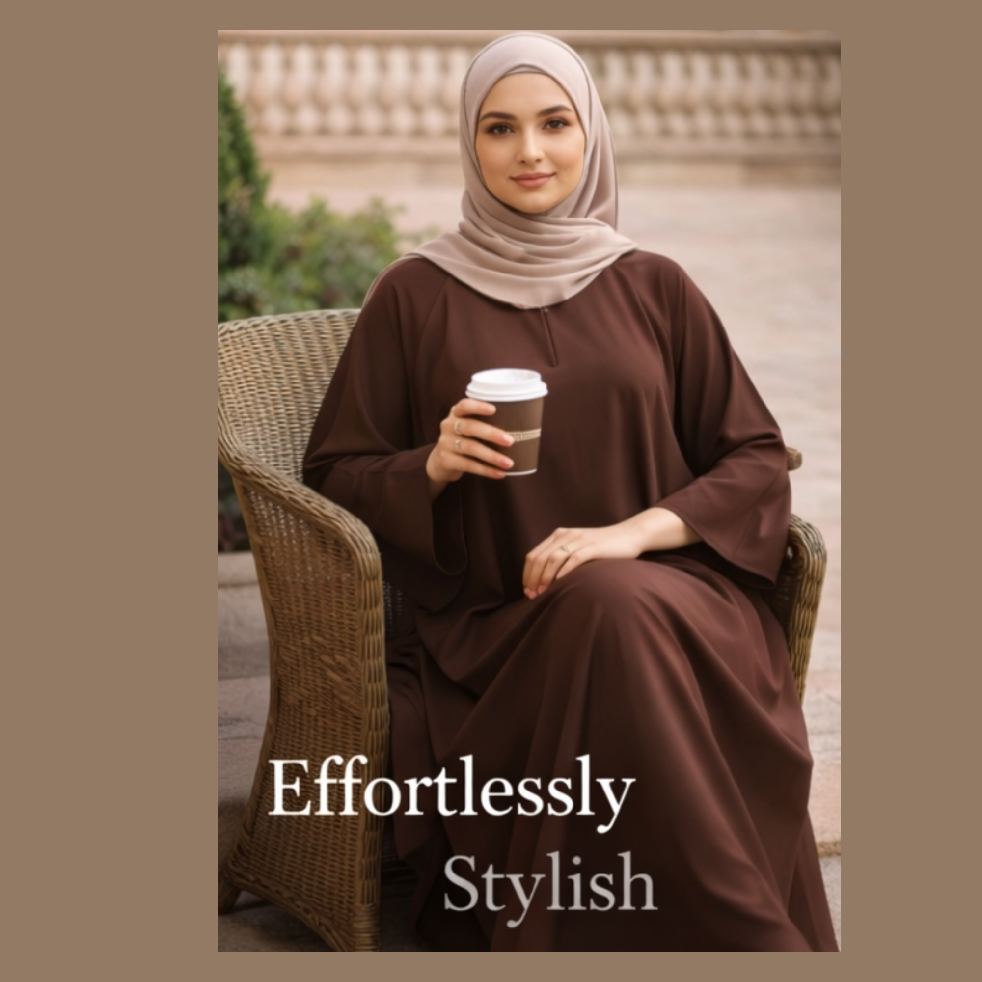 Elegant Brown Modest Abaya | Flowing Everyday Abaya Dress | Minimal Classic Islamic Wear