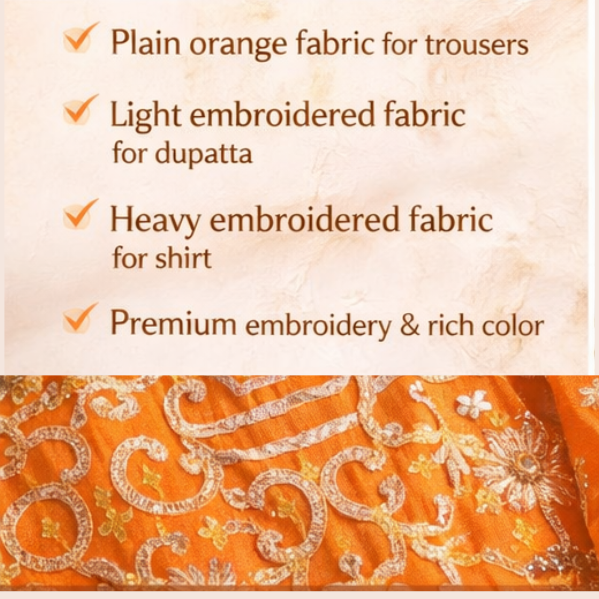 Luxury Orange 3-Piece Unstitched Party Wear Dress | Heavy Silver Embroidery | Eid Collection 2026 | Custom Stitch Suit