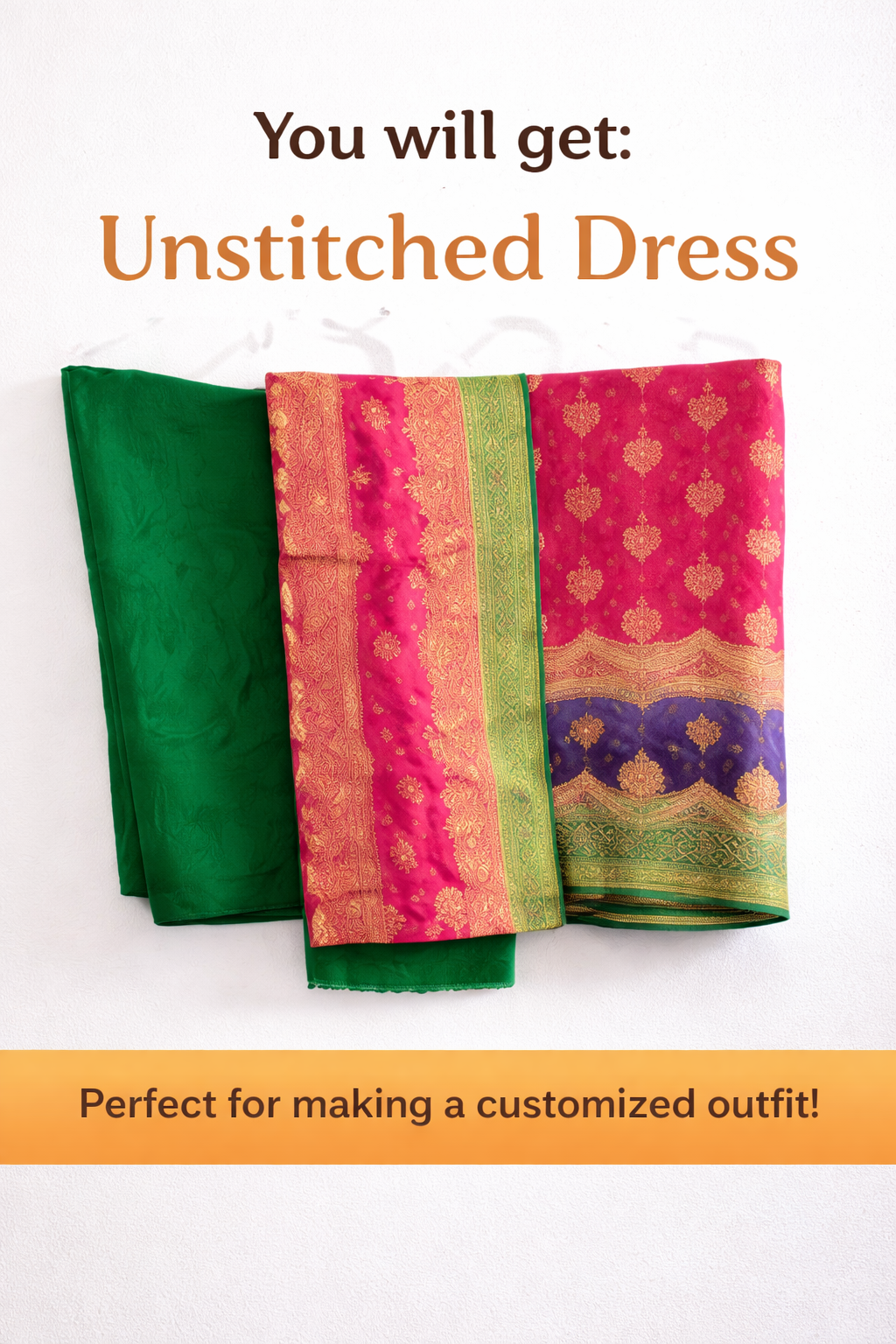 Eid Collection 2026 Premium Unstitched Dress Material for Festive Wear, Pink and Green ladies dress-valentines day gift for