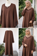 Elegant Brown Embroidered Abaya |  Long Sleeve Abaya Maxi style Abaya  Ramadan Gift