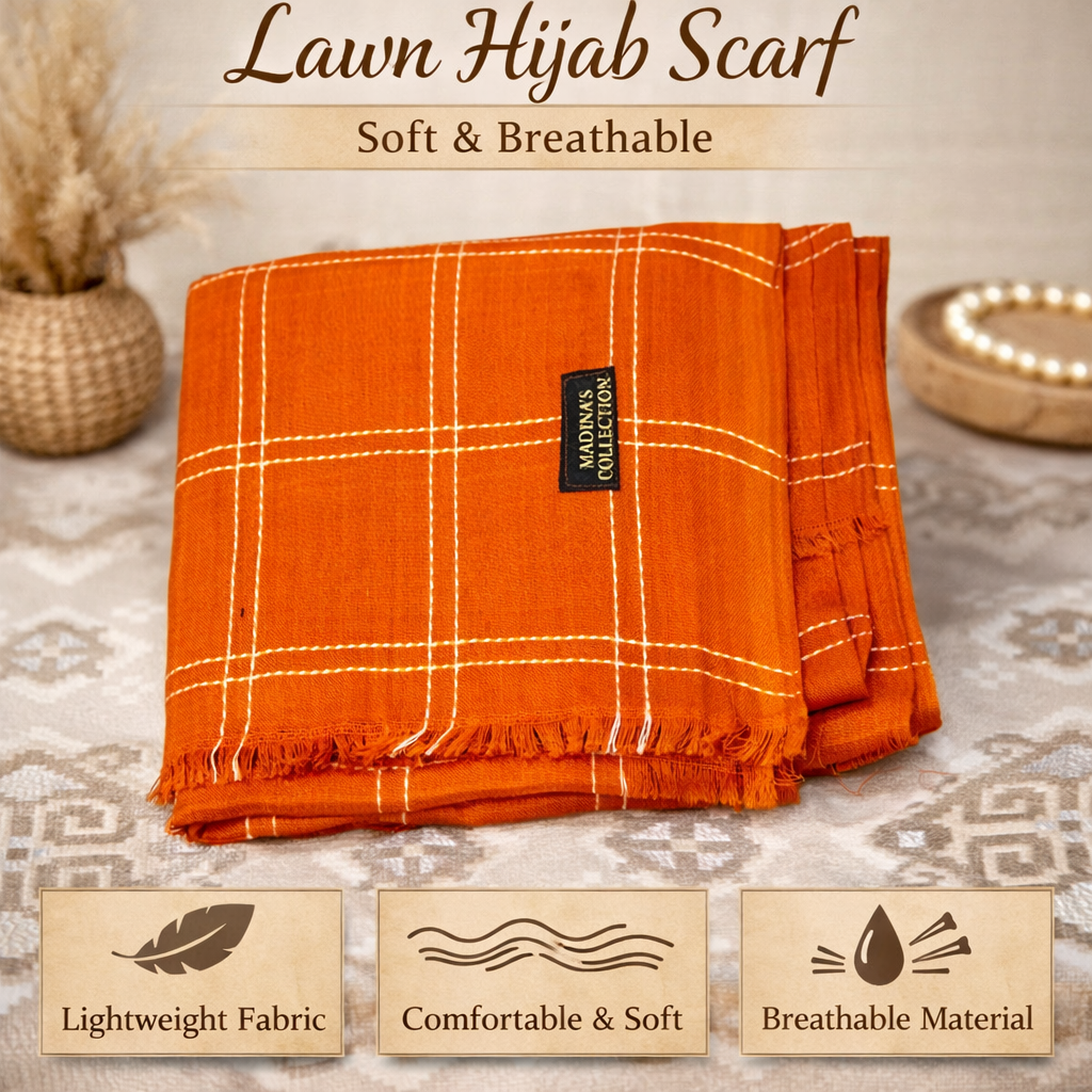 Premium Cotton Lawn Hijab Scarf – Lightweight Breathable Summer Hijab, Soft Comfortable Everyday Modest Headscarf for Women