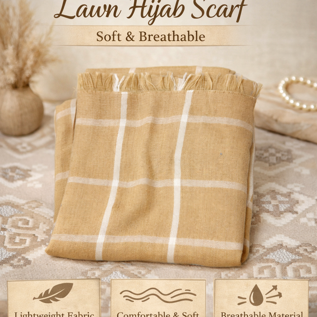 Premium Cotton Lawn Hijab Scarf – Lightweight Breathable Summer Hijab, Soft Comfortable Everyday Modest Headscarf for Women