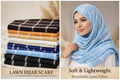 Premium Cotton Lawn Hijab Scarf – Lightweight Breathable Summer Hijab, Soft Comfortable Everyday Modest Headscarf for Women